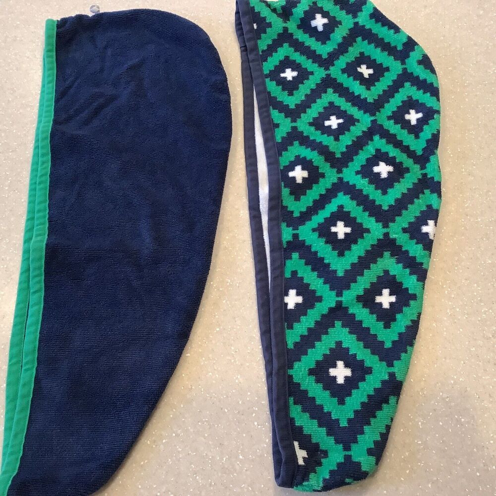 Set Of 2 Xhilaration Hair Towels Green And Blue For Faster Hair Drying